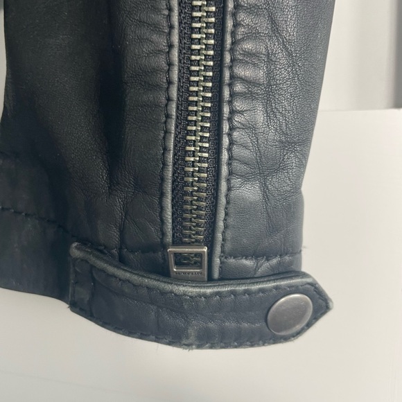 All Saints Cargo Black Leather Motorcycle Jacket - Picture 15 of 16